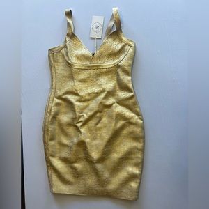 Bella Barnett Gold Bandage Dress
